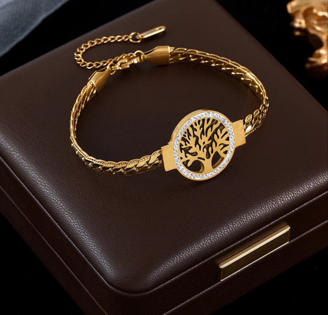Tree of Life Bracelet – 18K Gold-Plated Stainless Steel