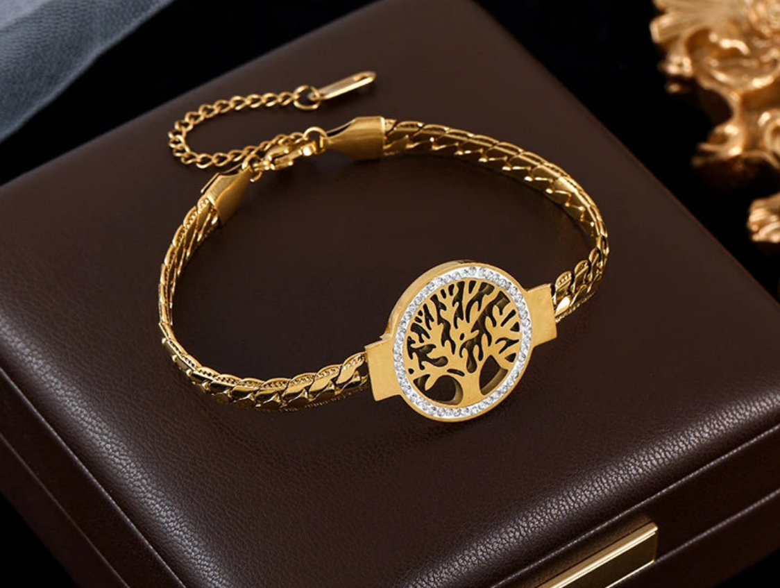 Tree of Life Bracelet – 18K Gold-Plated Stainless Steel