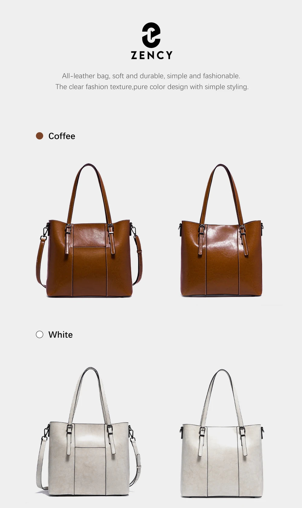 Zentra Classic Brown Leather Tote Bag