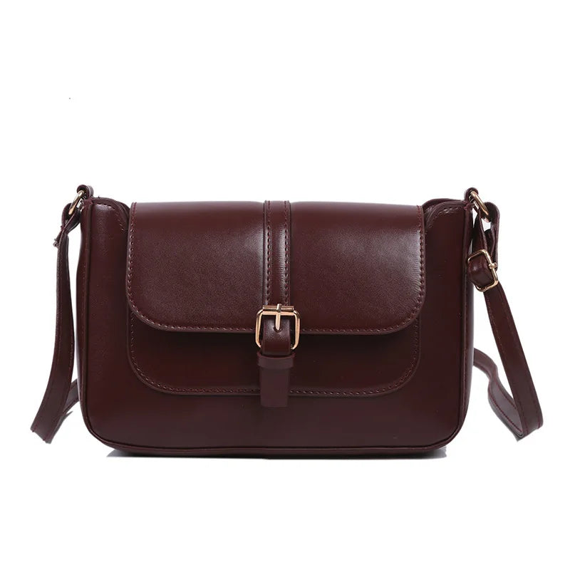 Zentra Elegant Buckle Crossbody Bag – Classic Wine Brown