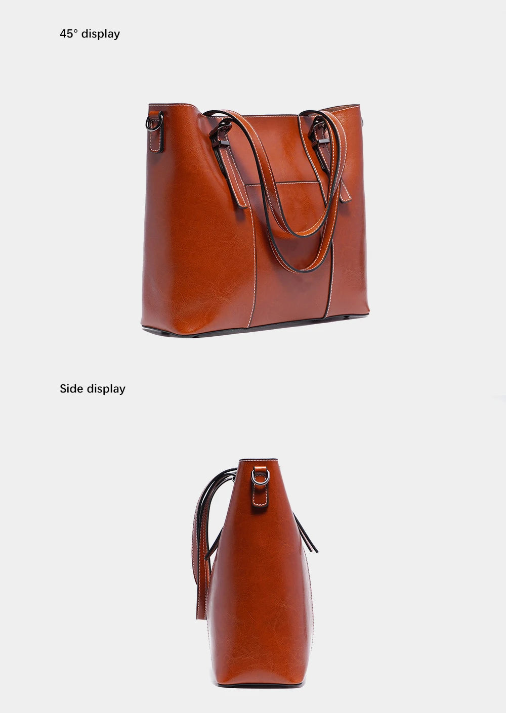 Zentra Classic Brown Leather Tote Bag