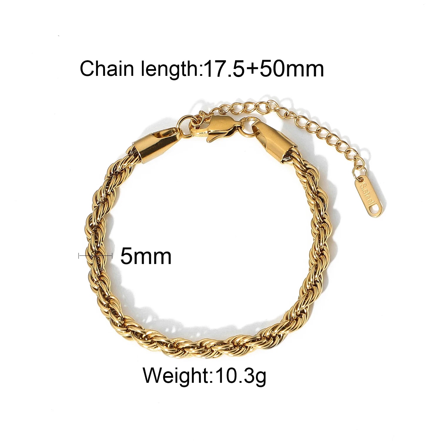 Textured Gold Link Chain Bangle – Waterproof Stainless Steel