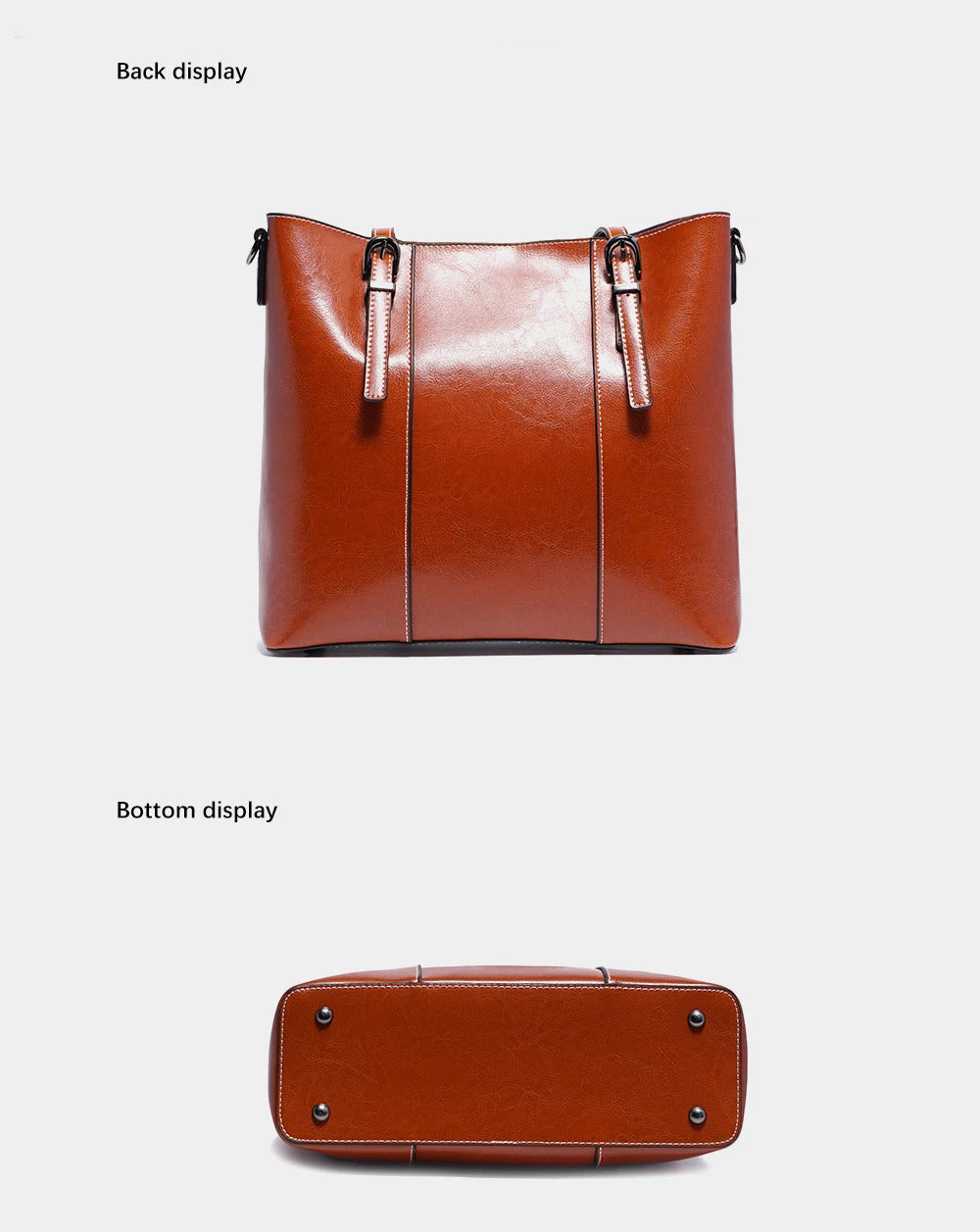 Zentra Classic Brown Leather Tote Bag