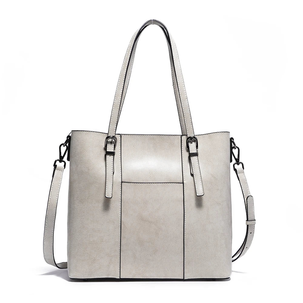 Zentra Classic Brown Leather Tote Bag