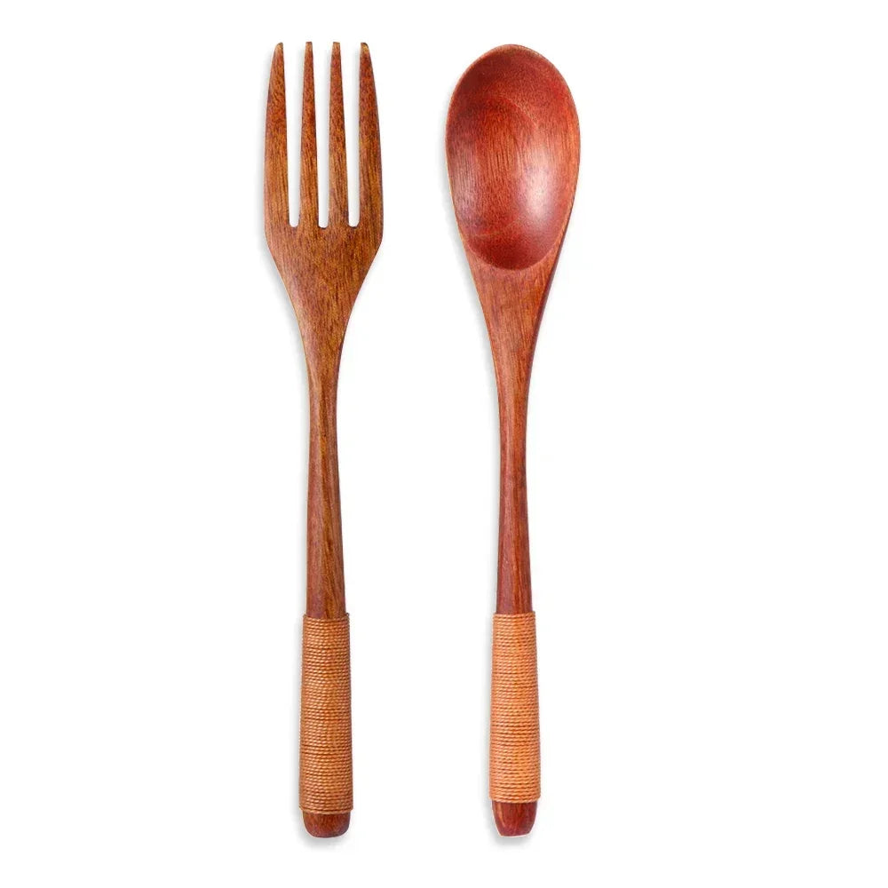Wooden Cutlery Set with Travel Pouch – Eco-Friendly Flatware
