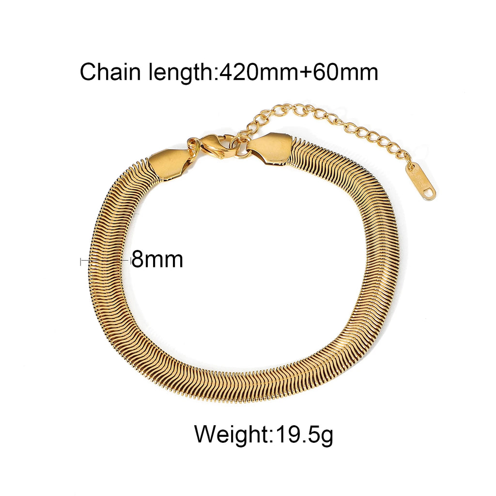 Textured Gold Link Chain Bangle – Waterproof Stainless Steel