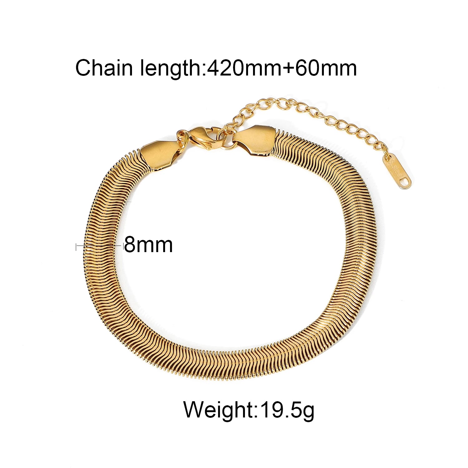 Textured Gold Link Chain Bangle – Waterproof Stainless Steel
