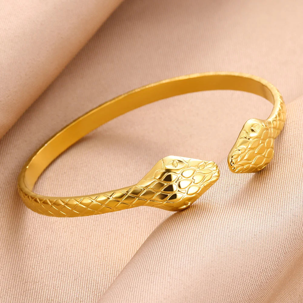 Gold Snake Bracelet – Adjustable Statement Cuff