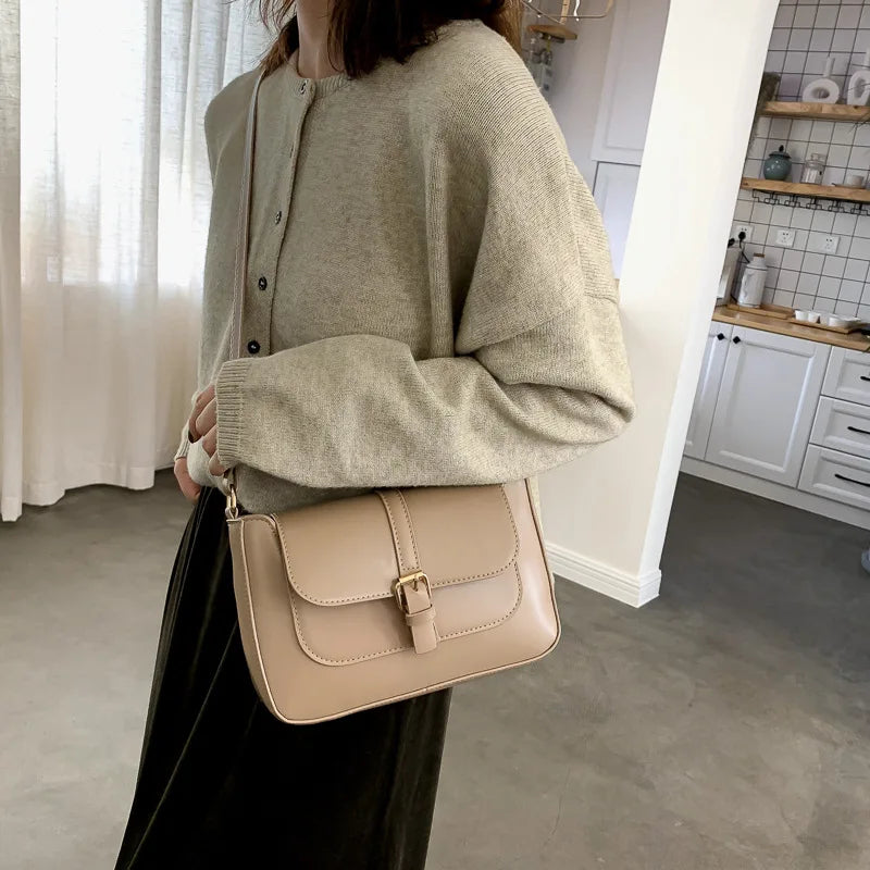 Zentra Elegant Buckle Crossbody Bag – Classic Wine Brown