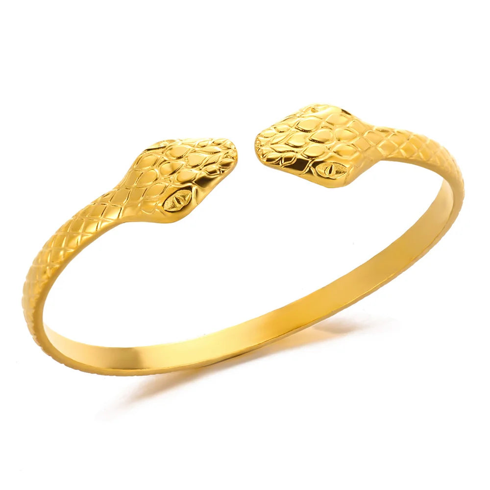 Gold Snake Bracelet – Adjustable Statement Cuff