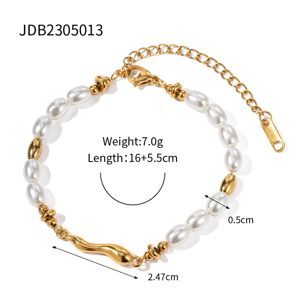 Gold Beaded Statement Bangle – Waterproof Stainless Steel