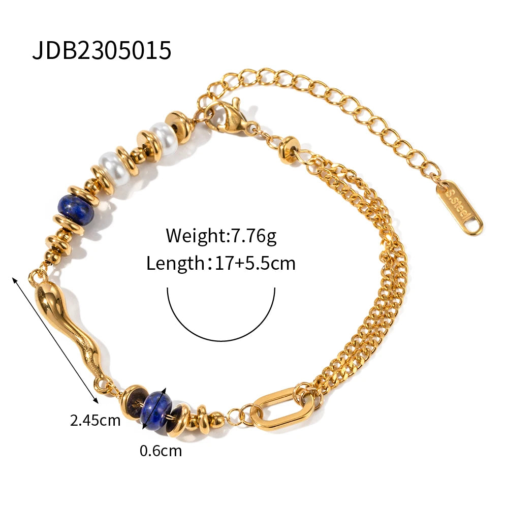 Gold Beaded Statement Bangle – Waterproof Stainless Steel