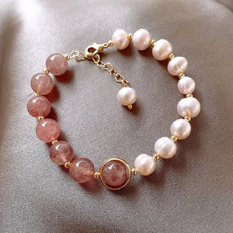 Vintage Double-Layer Pearl & Crystal Bracelet – Handcrafted Look