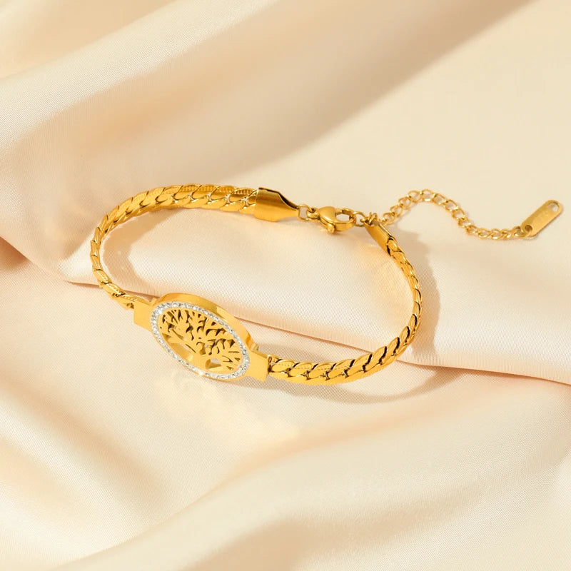 Tree of Life Bracelet – 18K Gold-Plated Stainless Steel