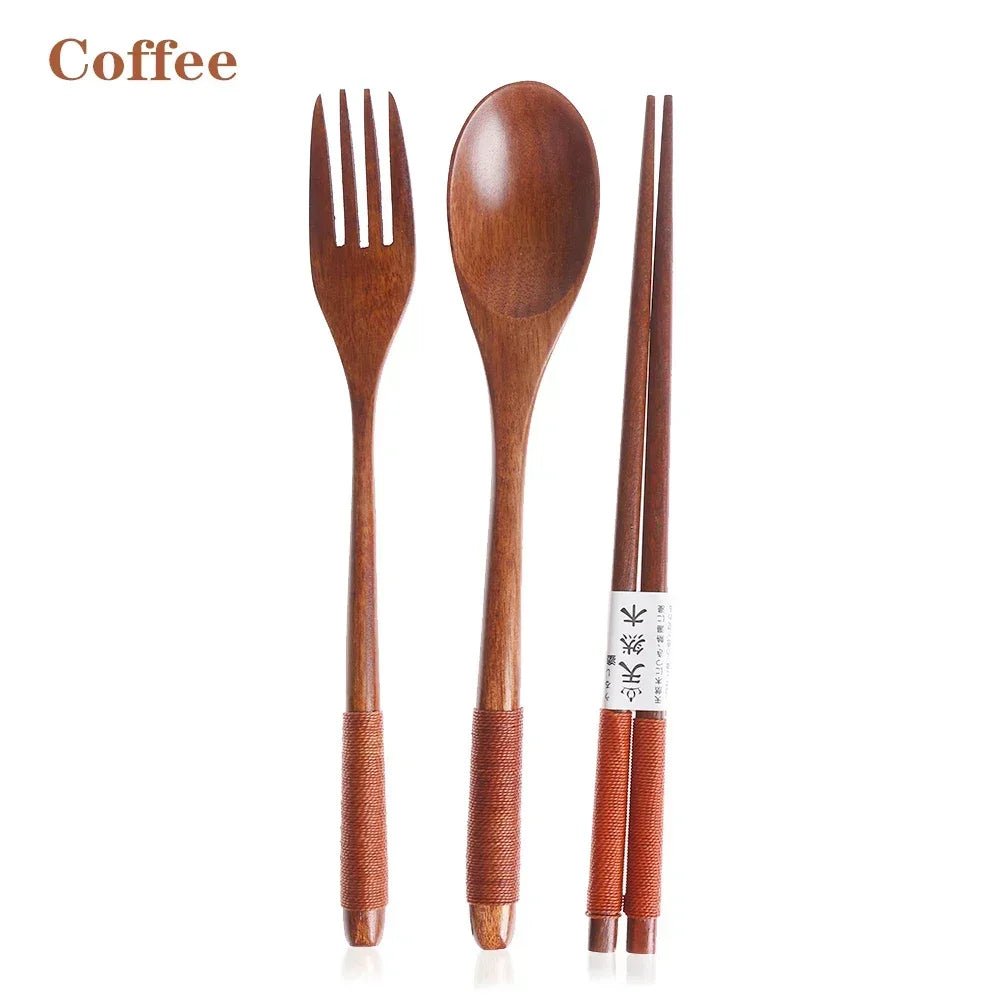 Wooden Cutlery Set with Travel Pouch – Eco-Friendly Flatware