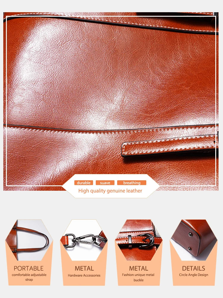 Zentra Classic Brown Leather Tote Bag