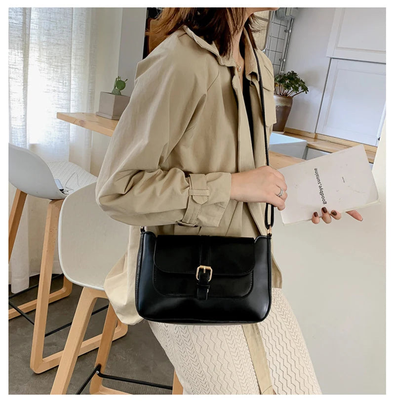 Zentra Elegant Buckle Crossbody Bag – Classic Wine Brown