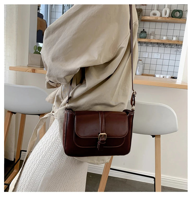 Zentra Elegant Buckle Crossbody Bag – Classic Wine Brown