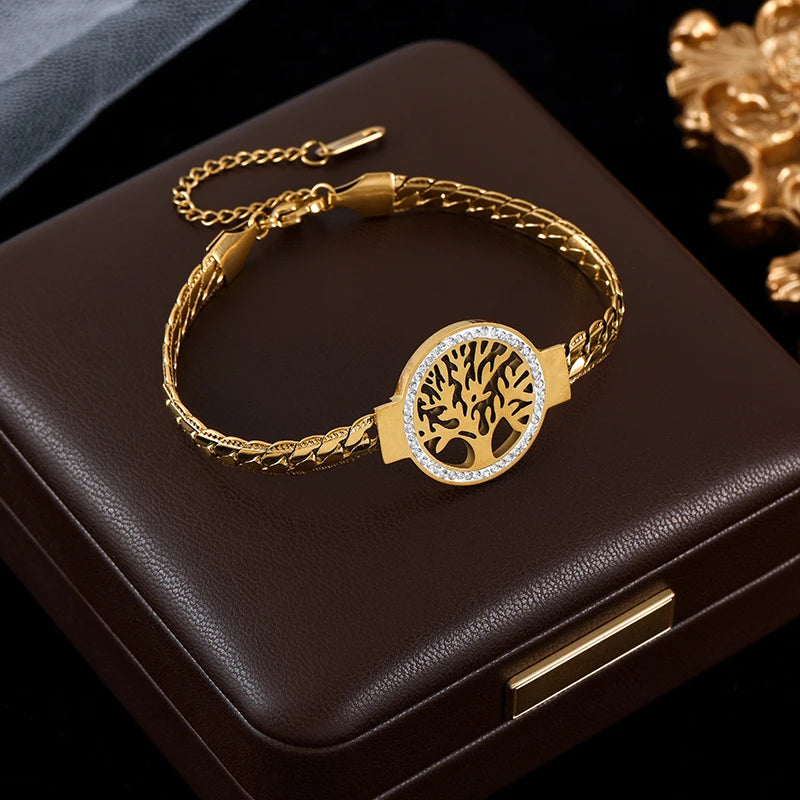 Tree of Life Bracelet – 18K Gold-Plated Stainless Steel
