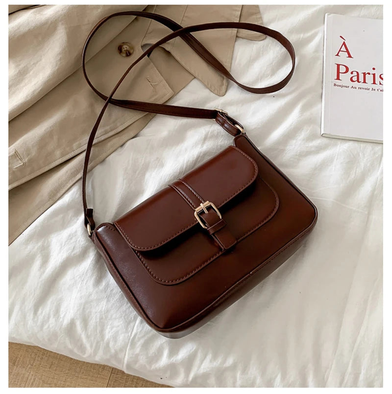 Zentra Elegant Buckle Crossbody Bag – Classic Wine Brown