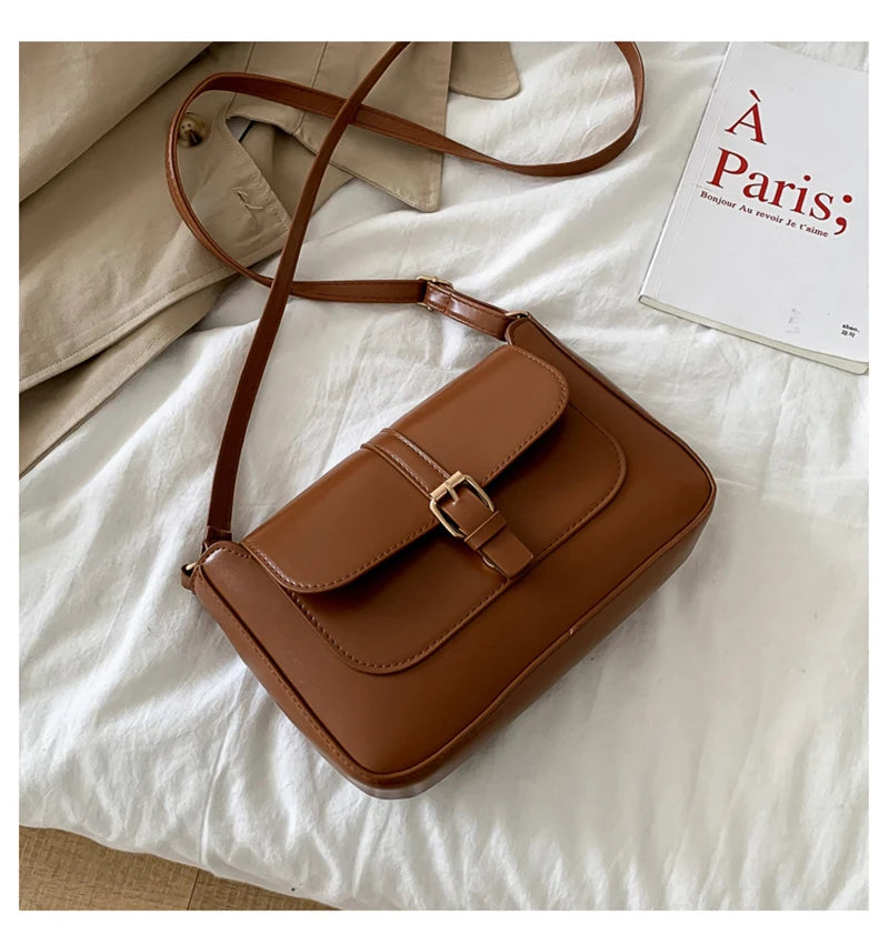 Zentra Elegant Buckle Crossbody Bag – Classic Wine Brown