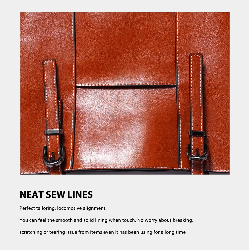 Zentra Classic Brown Leather Tote Bag