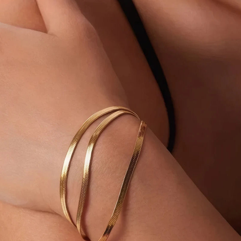 Classic Gold Snake Chain Bracelet – Stainless Steel, Multiple Widths