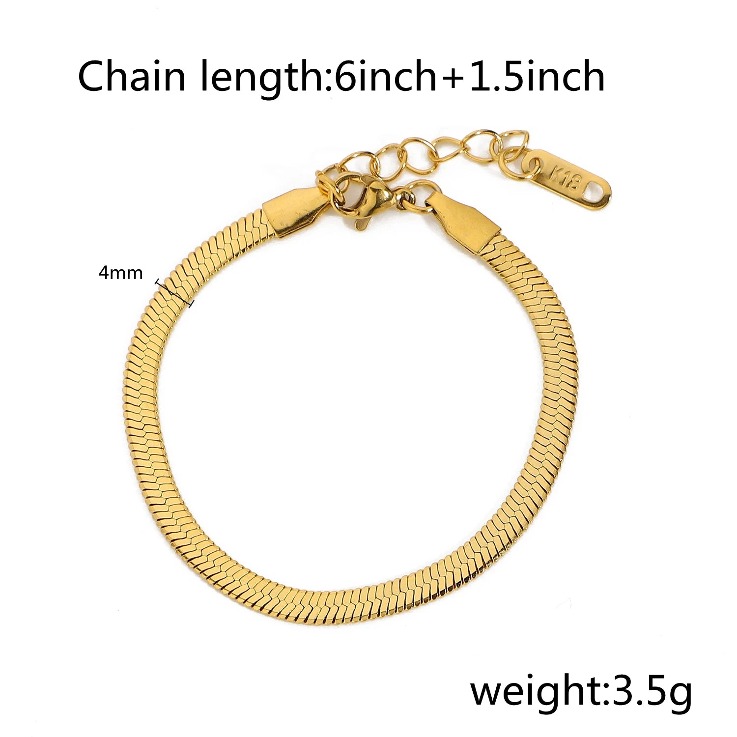 Textured Gold Link Chain Bangle – Waterproof Stainless Steel