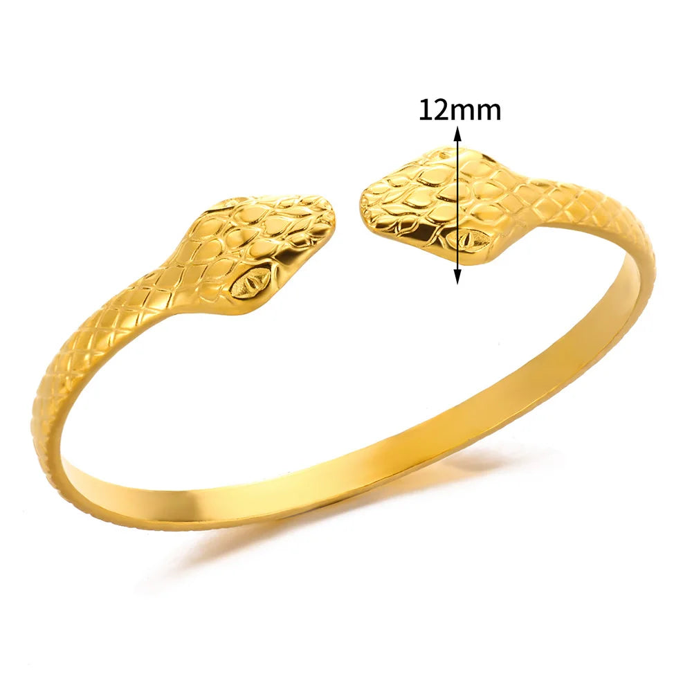 Gold Snake Bracelet – Adjustable Statement Cuff