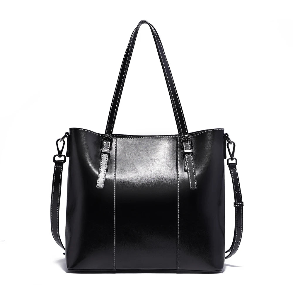 Zentra Classic Brown Leather Tote Bag