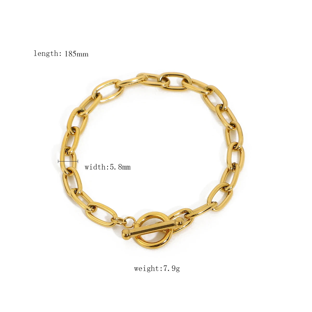 Textured Gold Link Chain Bangle – Waterproof Stainless Steel