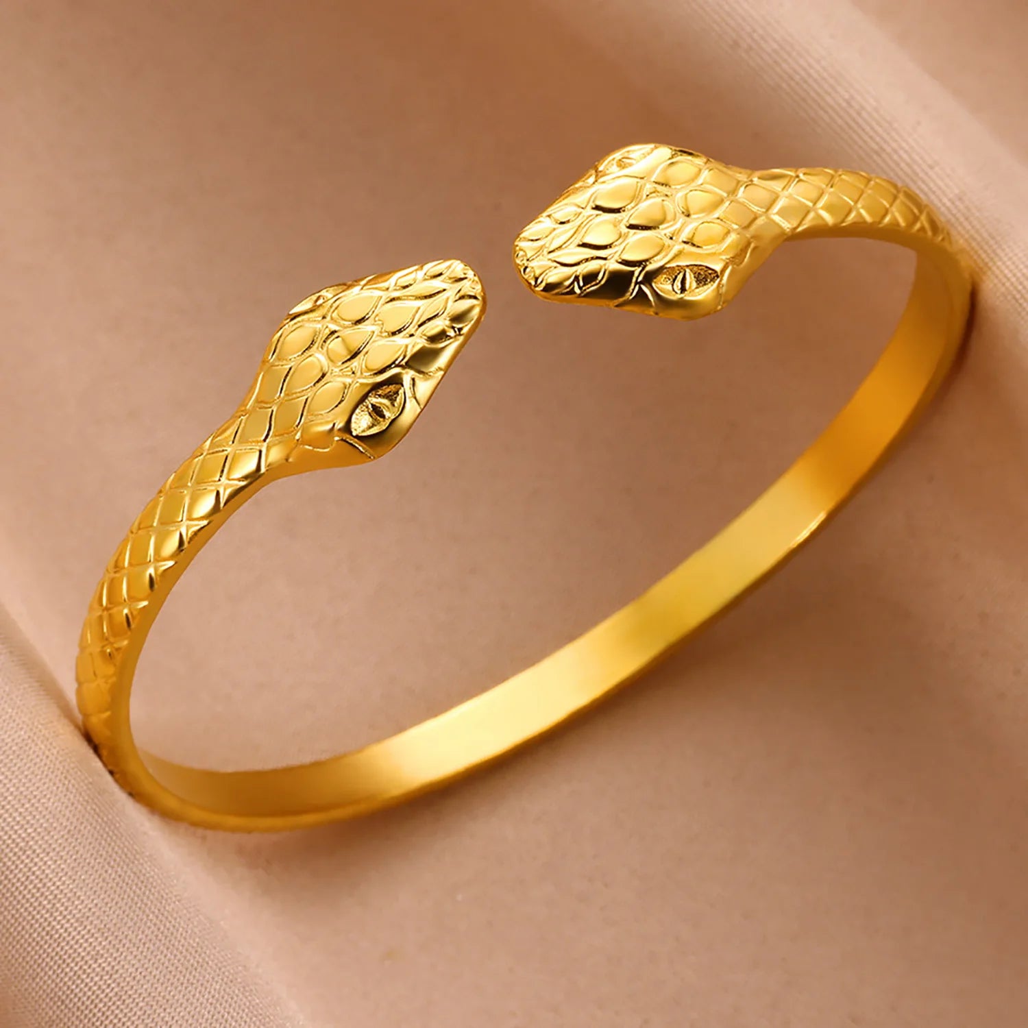 Gold Snake Bracelet – Adjustable Statement Cuff