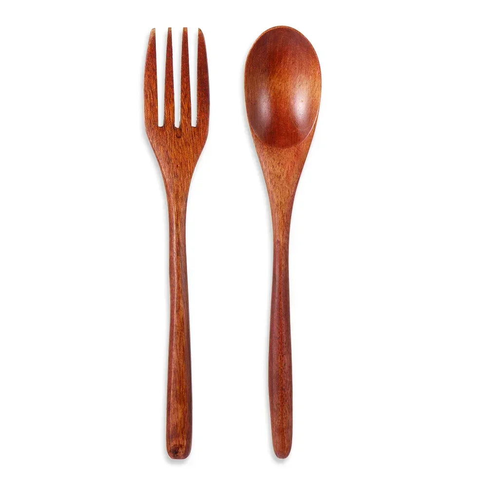 Wooden Cutlery Set with Travel Pouch – Eco-Friendly Flatware