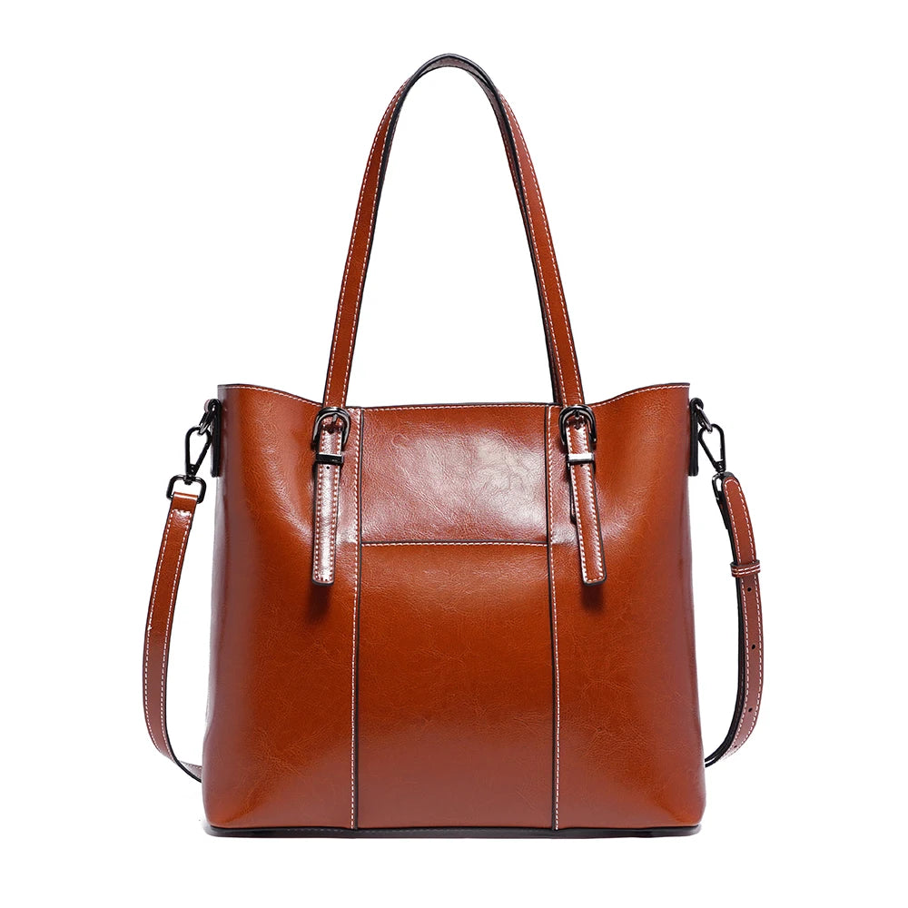 Zentra Classic Brown Leather Tote Bag