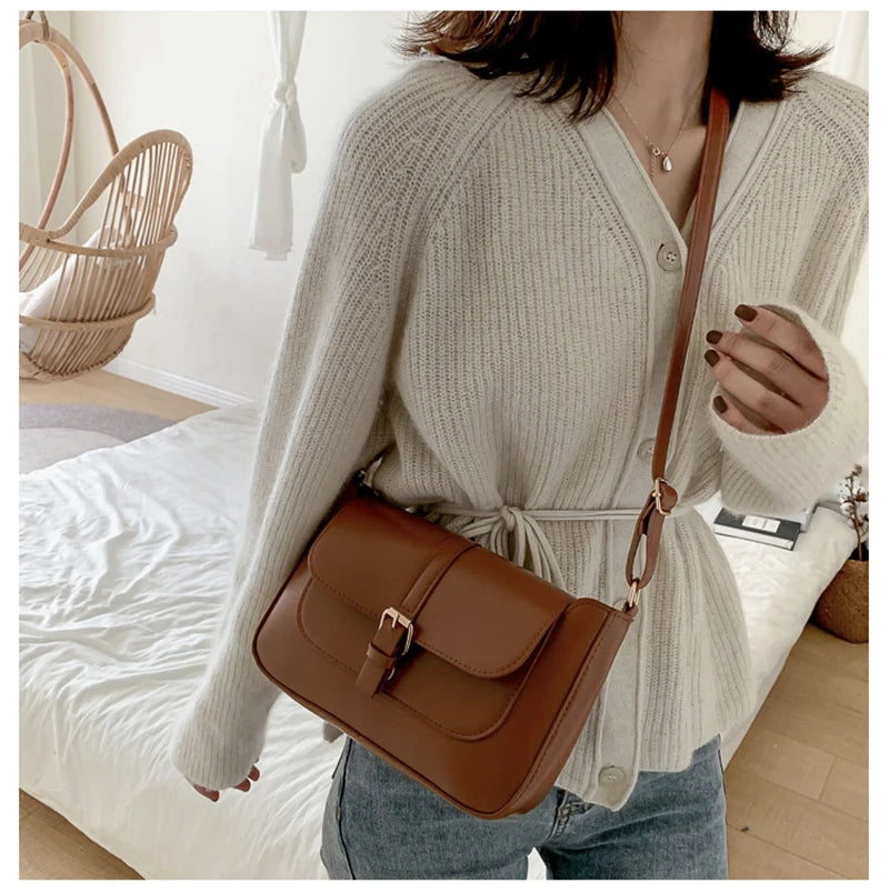 Zentra Elegant Buckle Crossbody Bag – Classic Wine Brown