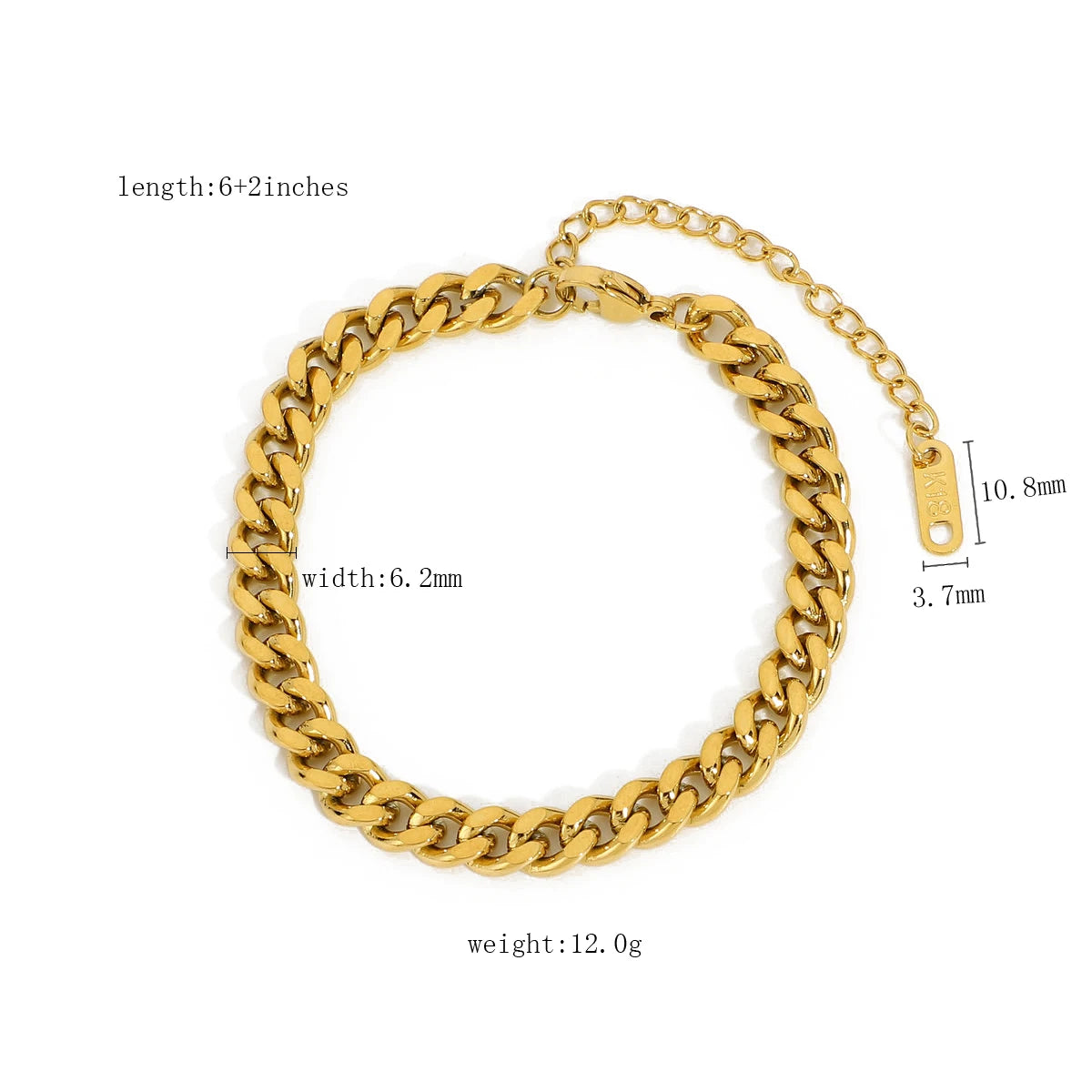 Textured Gold Link Chain Bangle – Waterproof Stainless Steel