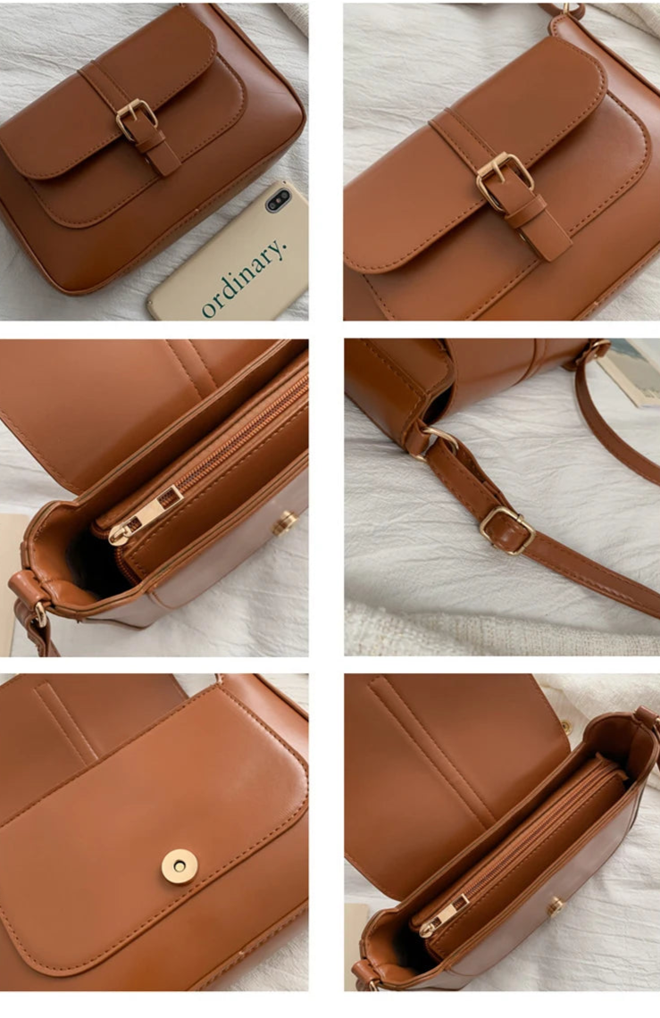 Zentra Elegant Buckle Crossbody Bag – Classic Wine Brown