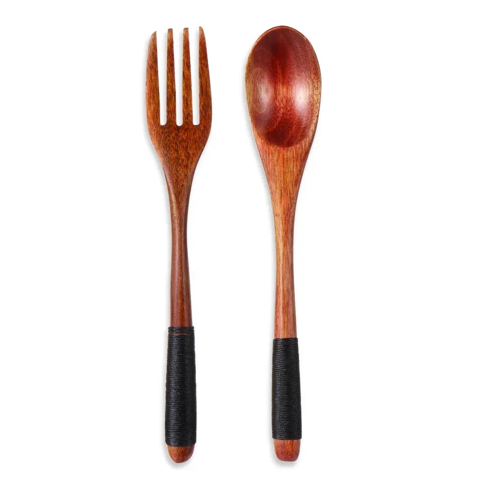 Wooden Cutlery Set with Travel Pouch – Eco-Friendly Flatware