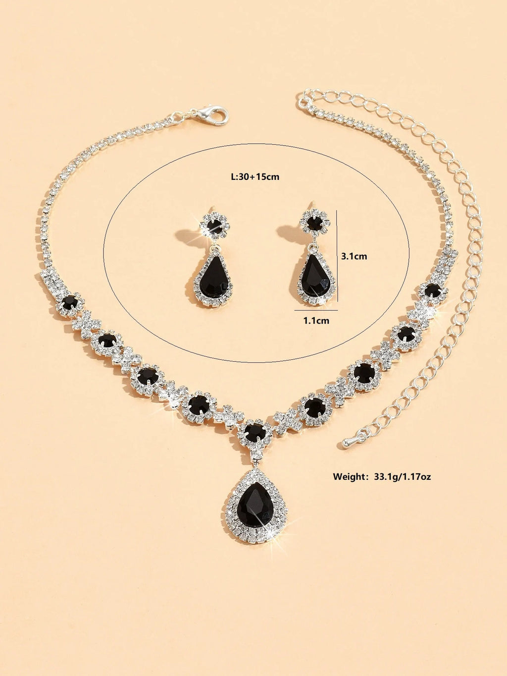 Royal Blue Crystal Necklace & Earring Set – Elegant Wedding & Evening Jewelry