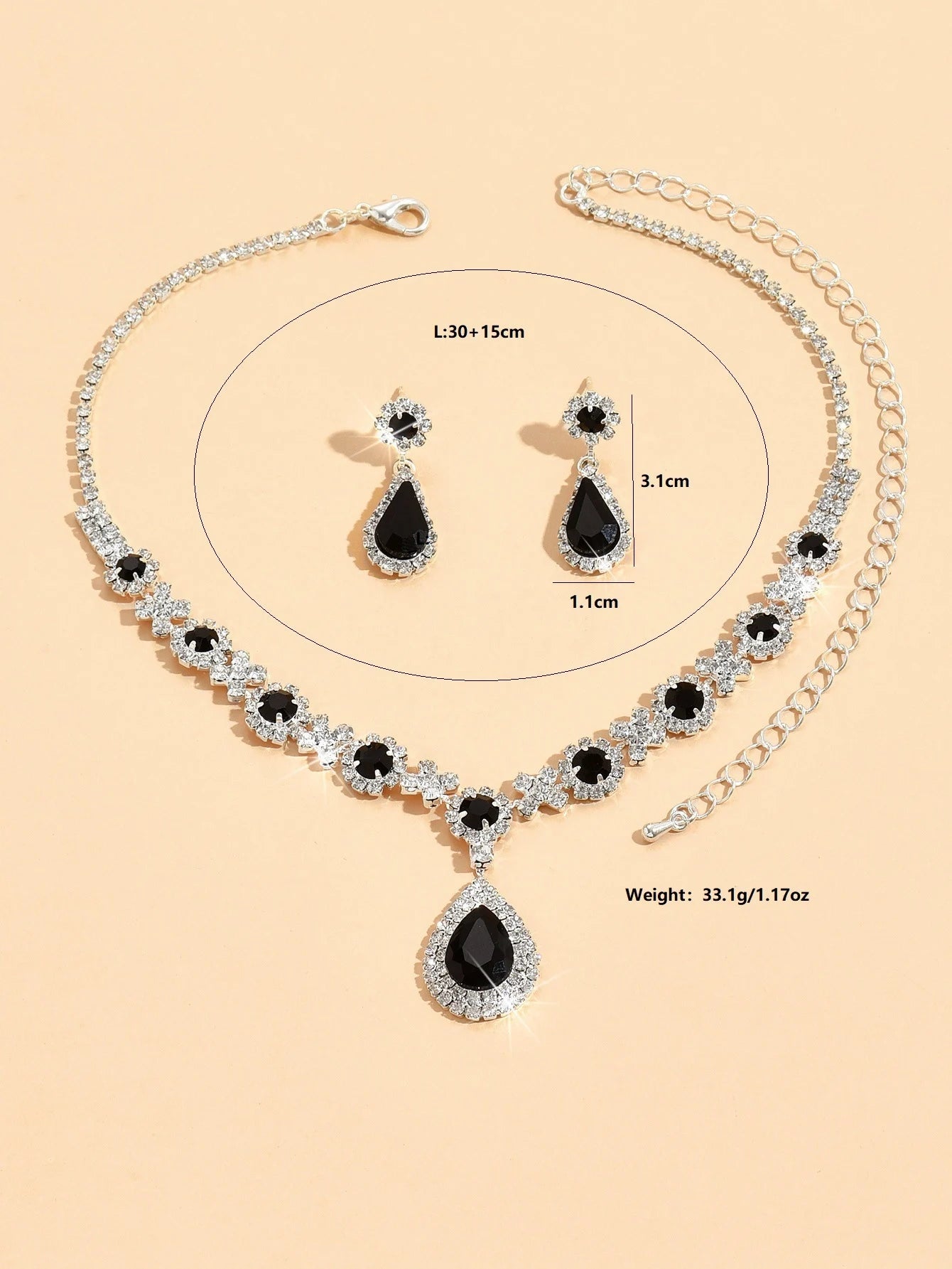 Royal Blue Crystal Necklace & Earring Set – Elegant Wedding & Evening Jewelry