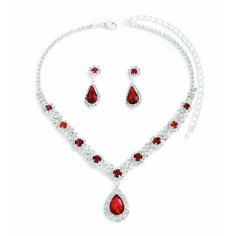 Royal Blue Crystal Necklace & Earring Set – Elegant Wedding & Evening Jewelry
