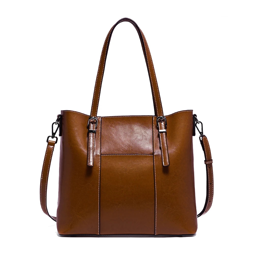 Zentra Classic Brown Leather Tote Bag