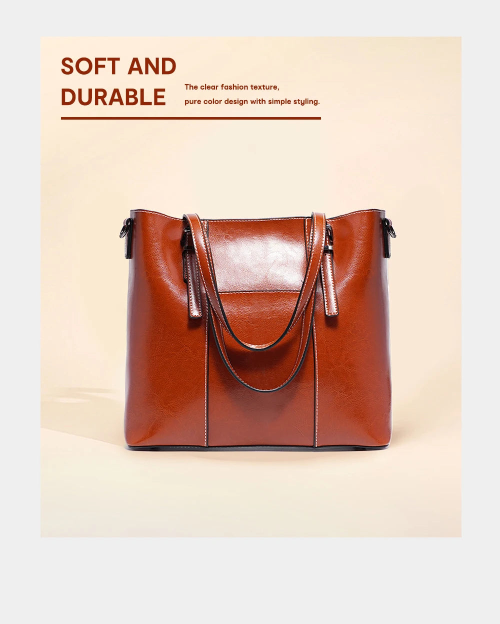 Zentra Classic Brown Leather Tote Bag
