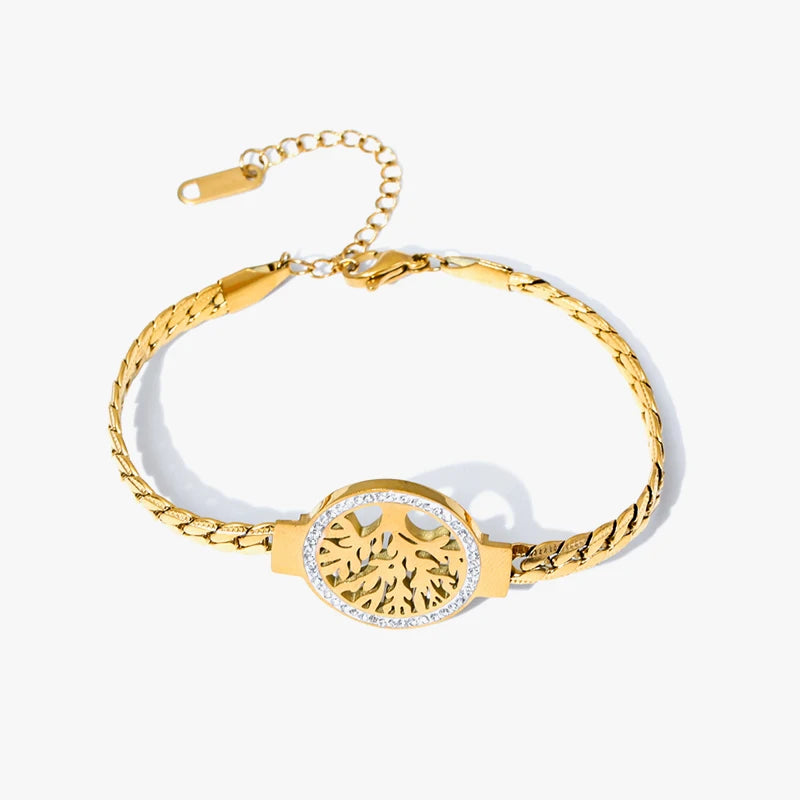 Tree of Life Bracelet – 18K Gold-Plated Stainless Steel