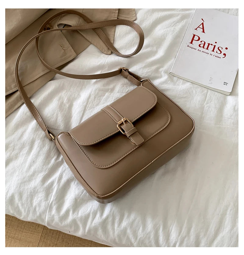 Zentra Elegant Buckle Crossbody Bag – Classic Wine Brown