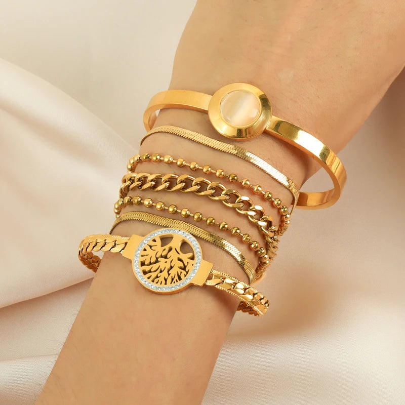 Tree of Life Bracelet – 18K Gold-Plated Stainless Steel